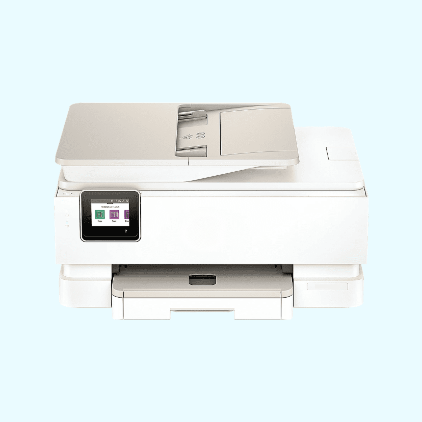 ENVY Photo 7975 Wired & Wireless Inkjet Multifunction Printer - Color - White/Light Portobello - Copier/Printer/Scanner - 15 ppm Mono/10 ppm Color Print - 4800 x 1200 dpi Print - Flatbed/ADF Scanner - Wireless LAN - USB - For Plain Paper Print - 1